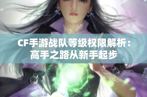 CF手游战队等级权限解析：高手之路从新手起步