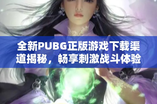 全新PUBG正版游戏下载渠道揭秘，畅享刺激战斗体验