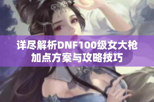 详尽解析DNF100级女大枪加点方案与攻略技巧